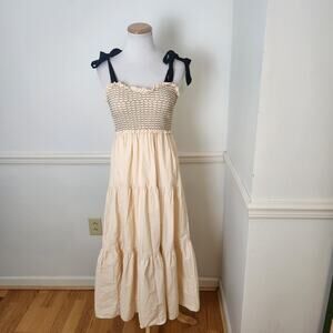 Altar'd State Cream Maxi Dress with Black Straps